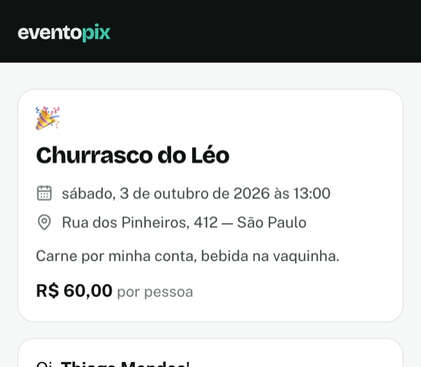 O convite do Churrasco do Léo no celular do convidado.